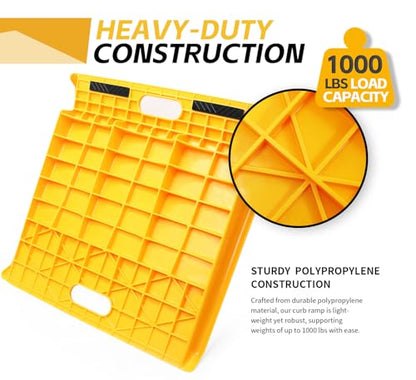 MaxxHaul Portable Curb Ramp 1000 lbs Capacity Heavy Duty Polypropylene Loading Ramp for Furniture Dolly Hand Truck and Moving Cart Non‑Slip Threshold Ramp for Driveway and Steps (50962)