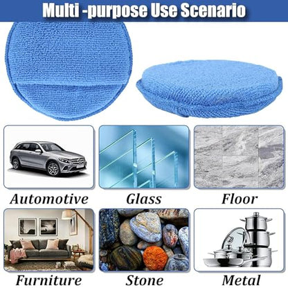 FONAROLL Microfiber Wax Applicator Pads, Car Wax Applicator with Finger Pocket, Buffing & Detail Polishing Foam Pads for Car Cleaning and Fine Polishing (5 inch, 6 Pack) - color: Blue-1