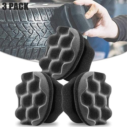 Set of 3 Tire Shine Applicator Pads - Wheel Care, Car Detailing Tools, Microfiber Reduces Abrasion & Washable, for Cars/SUVs/Trucks, Home Garage DIY Tire Care