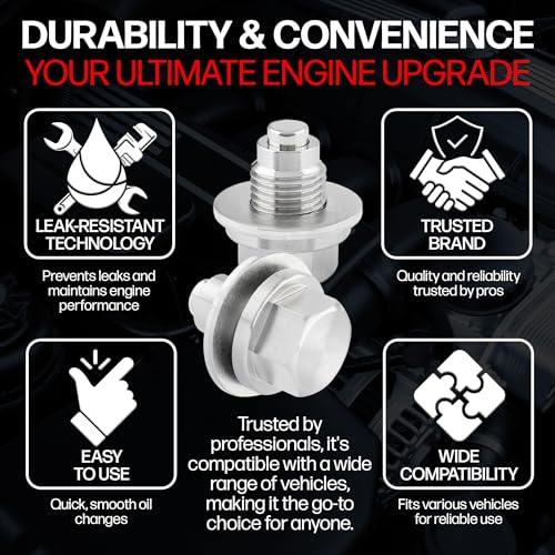 Votex - Made in USA - M12 X 1.25MM Magnetic Engine Oil Drain Plug fits Infiniti, Lexus, Nissan, Toyota - Stainless Steel - Part Number DP006 - size: M12 X 1.25 Magnetic Drain Plug