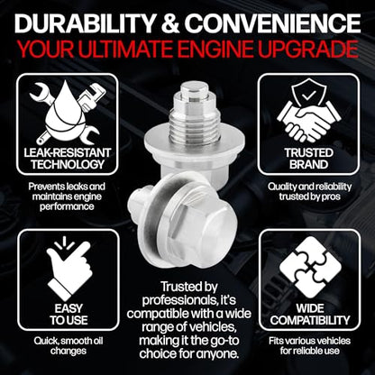 Votex - Made in USA - M12 X 1.25MM Magnetic Engine Oil Drain Plug fits Infiniti, Lexus, Nissan, Toyota - Stainless Steel - Part Number DP006 - size: M12 X 1.25 Magnetic Drain Plug
