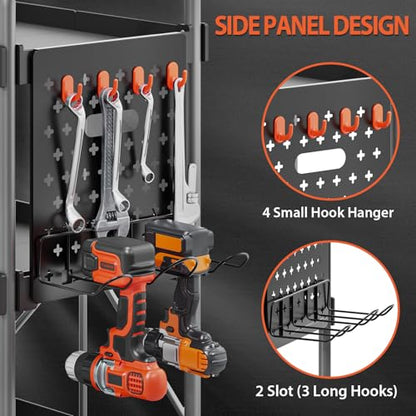 KINGRACK 3 Tier Rolling Tool Cart on Wheels, 330 LBS Heavy Duty Tool Cart with Organizer Shelf Tool Cabinet Chest Organizer, Perfect for Garage, Warehouse & Repair Shop (Black)