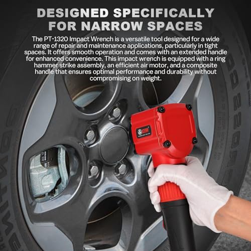 1/2'' Angle Impact Wrench, 910 ft-lbs Torque, Compact Lightweight 3.63 lb | Heavy Duty 7500RPM 1/2 Mini Air Impact Gun Driver, Twin Hammer Pneumatic Impact Wrench for Automobile Repair - size: ‎1/2 inch | 910 ft-lbs