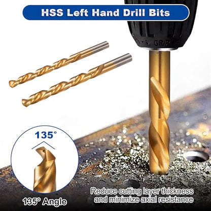 Toolwiz Easy Out Screw Extractor Set – 14PCS Broken Bolt Extractor Kit | with HSS Left Handed Drill Bits for Removing Stripped Screws, Broken Bolts, Damaged Nuts Easy Out Set with Canvas Bag