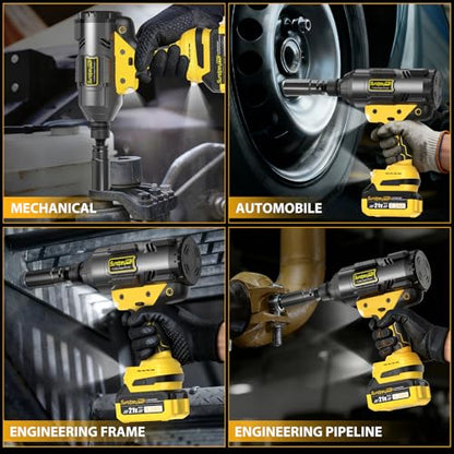 21V Cordless Impact Wrench - 1600Ft-lbs(2100N·m) Heavy Duty High Torque Brushless 3/4 Impact Gun with 2 x 4.0Ah Batteries & Fast Charger 3/4" to 1/2" Adapter & 5 Sockets for Car Industrial