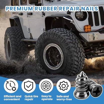 100 PCS Tire Repair Rubber Nail, 2 Size Vacuum Tire Plugs Kit | Quick Emergency Fix Without Disassembly, Repair Plugs for Car, Motorcycle, Bikes, Motorcycle, Truck - size: 100PCS