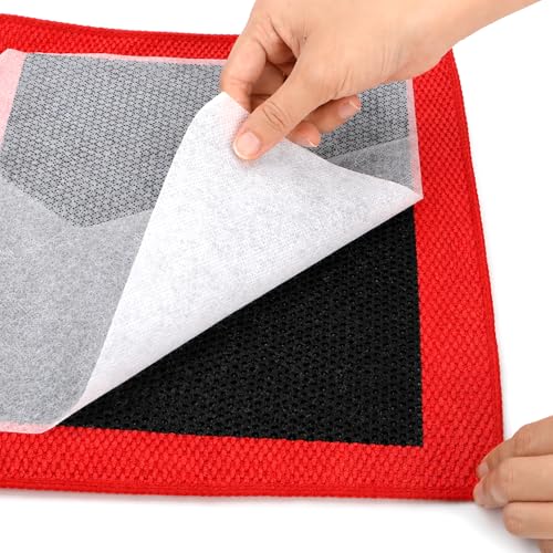 Okllen 3 Pcs Clay Bar Towel, 12" Premium Fine Grade Clay Towel for Car Detailing - Removes Paint Overspray, Water Spots, Tree Sap, Rail Dust, Red