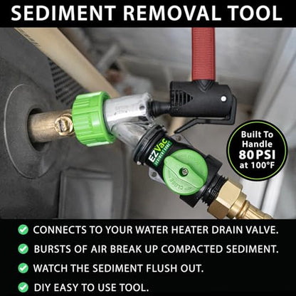 Sediment Gone™ Water Heater Sediment Removal Tool – Flushes, Cleans & Breaks Up Sediment Clogs in Electric or Gas Water Heaters – Easy DIY Water Heater Cleaning Tool