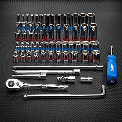 Neiko 02514A 1/4 Inch-Drive Ratchet and Small Socket Set, 58-Piece, Chrome Vanadium Steel, Multi-color - size: 1/4" Drive, style: SAE and Metric