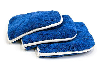 Autofiber Double Flip Microfiber Rinseless Wash Towel - 8 inch x 8 inch - Pack of 3, Blue - color: Blue