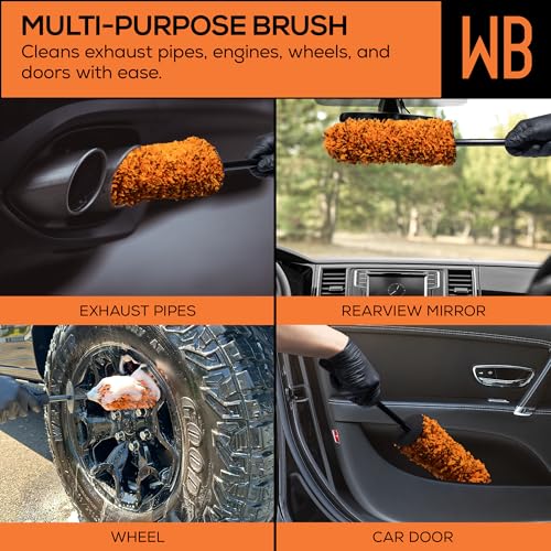 Suds Lab WB Premium Microfiber Cleaning Wheel Brush for All Vehicle Types – 18.1" Ultra-Soft & Scratch-Free Reusable Rim, Wheel, and Tire Brush with Ergonomic Handle