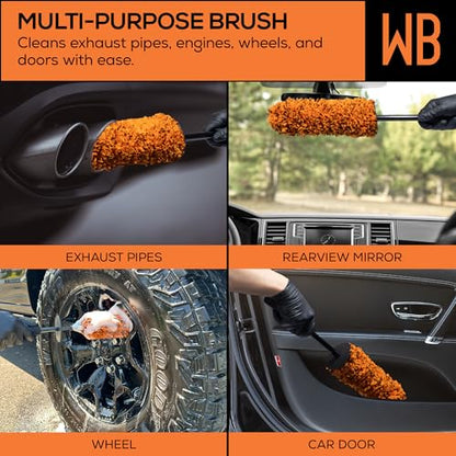 Suds Lab WB Premium Microfiber Cleaning Wheel Brush for All Vehicle Types – 18.1" Ultra-Soft & Scratch-Free Reusable Rim, Wheel, and Tire Brush with Ergonomic Handle