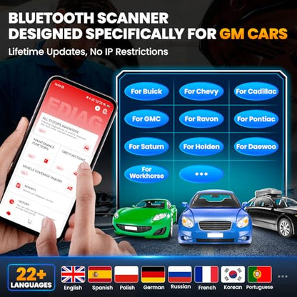 KINGBOLEN Soloscan for GM OBD2 Scanner Bluetooth, Lifetime Update | Bidirectional Scan Tool for iOS & Android, All Reset Service, Full System Diagnostic Tool for Buick/Chevy/Cadillac/GMC