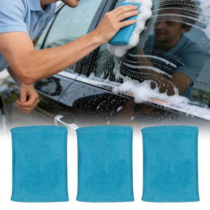 3PCS Blue Clay Cleaning Bar for Car Detailing, Fine Grade Auto Paint Decontamination Mud Remover for Rust Oil Stains on Body Glass