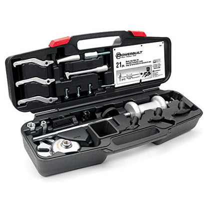 Powerbuilt Master Axle Puller Tool Set, Remove Car Front and Rear, Bearings and Seals, Vehicle Repair 21 Piece Kit - 648611, Silver - style: 21 Piece