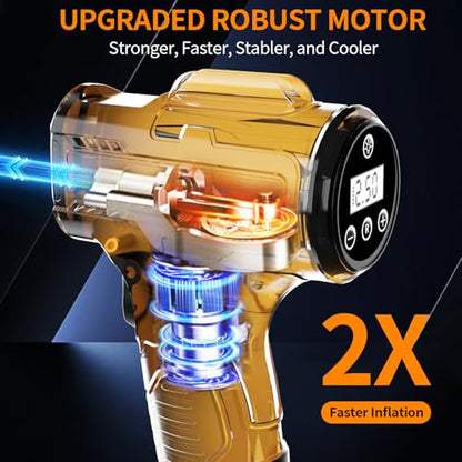 Tire Inflator Portable Air Compressor, Cordless Handheld Air Pump with Digital Tire Pressure Gauge/LED Light，Tire Pump with Rechargeable Battery, for Cars, Motorcycles, Bikes, Ball