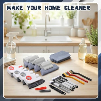 23 Pcs Window Track Cleaner Tools Set, Window Groove Cleaning Brush Kit for Sliding Door, Sill, Tile Lines, Shutter, Car Vents, Keyboard, Air Conditioner
