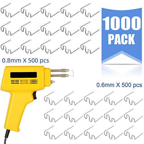 Hotop 1000 Pieces Plastic Hot Staples Welding Rods Repair Machine Welding Wire for Repair Car Bumpers Dashboards Lamp Holders Plastics Rings Daily Plastics Supplies 0.8 0.6 mm (Wave Shape)