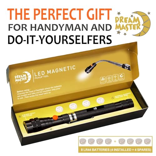 Dad Gifts, Magnetic Pickup Tool Telescoping Magnet Flashlight,Gift for men, Birthday Gifts for Men, Dad, Father, Women, Him, Teen Boys, Mechanic, Boyfriend, Graduation Gifts, Black - style: Black Magnetic Tool