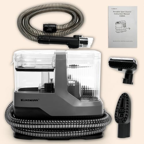 Couch & Upholstery Cleaner Machine, Portable Carpet Spot Cleaner Machine | 17KPa Ultra-Strong Suction, Dual Brush Heads, Deep Cleaning Handheld Car Shampooer for Sofa, Rug, Mattress and Furniture
