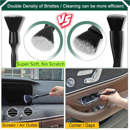 Fitosy Car Interior Duster Detail Brushes, Soft Bristles Brush | Car Accessories for Cleaning Dashboard Air Vent Crevice, Detailing Dusting Tool Kit for Auto Truck SUV RV