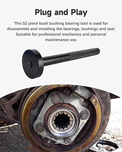 52-in-1 Custom Bushing Driver Tool Set 52PCS Transmission Wheel Axle Bearing Race Seal Installer Seal Remover & Press Tool Kit Bush Removal Puller Bearing Press Tool Kit