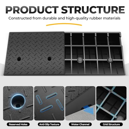 Auto Dynasty Rubber Curb Ramps, 5.9" Lift Height Curbside Driveway Ramp, 4410 LBS/2T Capacity Sidewalk Curb Ramp for Cars Trucks Bikes Motorcycles Wheelchairs (1 Pack) - size: 5.9" Rise