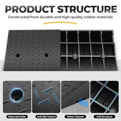Auto Dynasty Rubber Curb Ramps, 5.9" Lift Height Curbside Driveway Ramp, 4410 LBS/2T Capacity Sidewalk Curb Ramp for Cars Trucks Bikes Motorcycles Wheelchairs (1 Pack) - size: 5.9" Rise