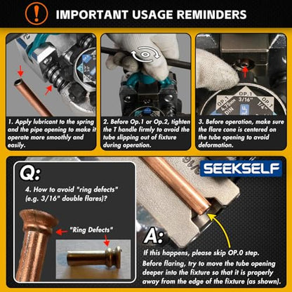 Professional Brake Line Flaring Tool Kit for 45 Degree Single, Double and Bubble Flares, 3/16", 1/4", 5/16", 3/8" and 4.75mm Steel Copper Metal Tubing, Black