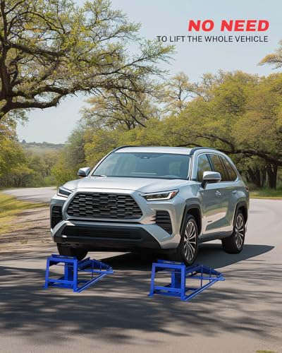 2 Pack Hydraulic Car Ramps 5T 11000lbs Low Profile Car Lift Service Ramps Truck Trailer Garage, Height Hydraulic Vehicle Ramps - color: Blue