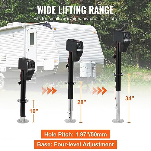 VEVOR Electric Trailer Jack, Power Tongue Jack Weight Capacity 4000 lbs, 9.84"-33.85" Electric Tongue Jack with Waterproof Cover for Lifting RV Trailer, Horse Trailer, Utility Trailer, Yacht Trailer | Electric Tongue Jack with Waterproof Cover for Lifting