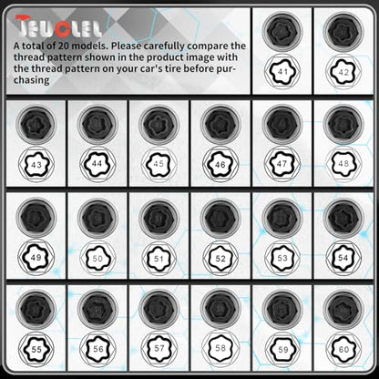 21PCS Wheel Locking Nut Key Kit Compatible with BMW Series | Wheel Lock Nut Socket Adapter Set, Anti-Theft Lug Removal Tool, Anti-Theft Screw Remover, Repair Tool, Tyre Fitting, garage - color: 21pcs 041-060 Scoket Set
