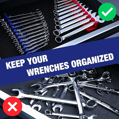 WORKPRO 2-Piece Magnetic Wrench Organizer, 24 Slots Wrench Holder | Fits SAE (5/16" to 3/4") and Metric (9 mm to 20 mm), Premium Quality Wrench Rack Set to Keep Wrenches Organized - style: Wall mount wrench organizer(2PC)