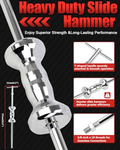 12-Way Slide Hammer Puller Set, Front Wheel Hub Remover & Rear Wheel Axle Removal Tool, Heavy Duty Bearing Puller Set with Carry Box