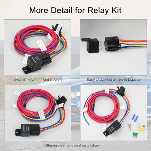 Electric Fuel Pump Relay Kit 12V Relay Bypass Switch Kit Fuel Pump Relay Wiring Harness Kit 60 Amp Waterproof Relay Kit Fit 12V System Heavy Duty Long Wires Universal Fit - color: Electric Fuel Pump Relay Kit