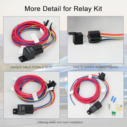 Electric Fuel Pump Relay Kit 12V Relay Bypass Switch Kit Fuel Pump Relay Wiring Harness Kit 60 Amp Waterproof Relay Kit Fit 12V System Heavy Duty Long Wires Universal Fit - color: Electric Fuel Pump Relay Kit