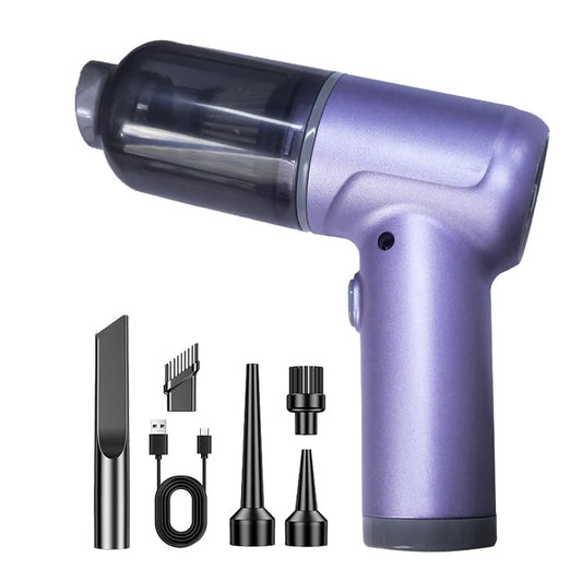 Portable Car Vacuum Cordless,2-in-1 Blow Suction Handheld Cleaner with Multi-Nozzles, Rechargeable Mini Vacuum for Car, Home, Office, Pet Hair, Sofa, Keyboard. - color: Purple