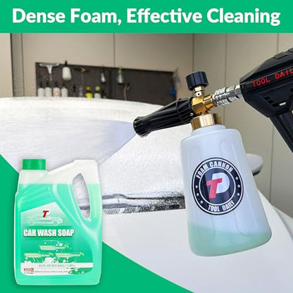 Tool Daily Foam Cannon for Pressure Washer with Car Wash Soap, 64 Fl Oz | Adjustable Snow Foam Lance 1.5 Liter, Additional Orifice Nozzle 1.1mm, 1/4" Quick Connect