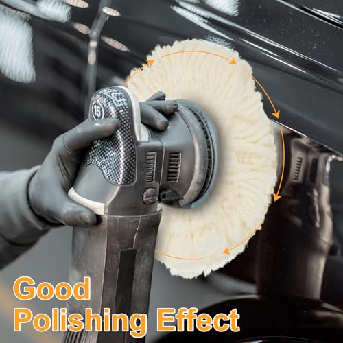 Tallew 6 Pcs 7 Inch Wool Polishing Pad Hook Loop Buffing Pad for Drill Curved Edge Compound Cutting Tool Drill Polisher Attachment Wheel Polish Kit Car Body Repair Buffing - size: 7 Inch