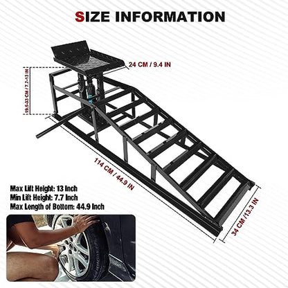 2 Packs Hydraulic Car Ramps Low Profile Car Lift Service Ramps Truck Trailer Garage, Height Hydraulic Vehicle Ramps, Automotive Hydraulic Lift Repair Frame 11000lbs 5 Tons 5T (Black) - color: Black, size: 2 Pack