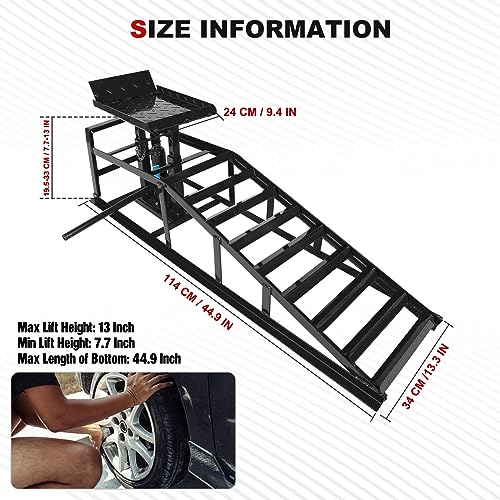 1 Pack 11000lbs Automotive Car Service Ramp Low Profile Car Lift Service Ramp Truck Trailer Garage, Height Hydraulic Vehicle Ramp Lift, Automotive Hydraulic Lift Repair Frame 5T 5 Tons (Balck) - color: Black, size: 1 Pack
