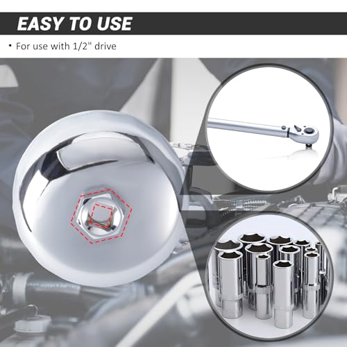 86.4mm 16Flutes Oil Filter Cap Wrench Removal Tool Socket for BMW Engines/for Volvo with 86mm Filter Housing Caps, Silver Heavy-Duty Alloy Steel - style: Alloy Steel