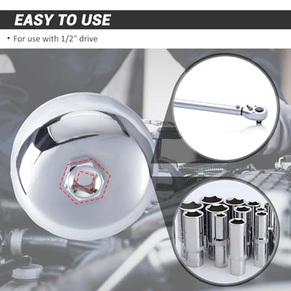 86.4mm 16Flutes Oil Filter Cap Wrench Removal Tool Socket for BMW Engines/for Volvo with 86mm Filter Housing Caps, Silver Heavy-Duty Alloy Steel - style: Alloy Steel