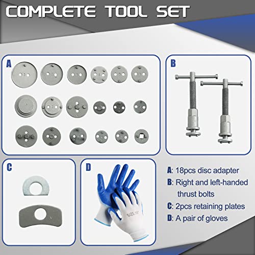 ATP 23pcs Heavy Duty Disc Brake Caliper Tool Set and Wind Back Kit for Brake Pad Replacement Fits Most American, European, Japanese Makes/Models