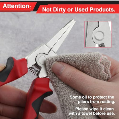 8 Inch Lock Ring Pliers - Special Circlip Pliers with Reverse Angle Tip and Straight Nose - size: 8" Straight Nose