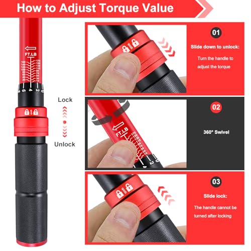 ATsafepro 1/2-Inch Drive Click Torque Wrench,10-170FT.LB/13.6-230.5N/M & Dual-Direction, 72-Tooth Dual Range Scales Torque Wrench 1/2 Drive,Easy Use for Motorcycle,Car,etc - style: 1/2" 10-170 FT.LB Torque Wrench