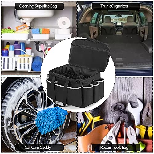 HODRANT Extra-Large Cleaning Caddy with EVA Hard Bottom with Shoulder Strap | High Capacity Cleaning Supplies Organizer for Housekeeping & Home Work, Cleaner Tools Tote Bag, Patent Design