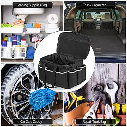 HODRANT Extra-Large Cleaning Caddy with EVA Hard Bottom with Shoulder Strap | High Capacity Cleaning Supplies Organizer for Housekeeping & Home Work, Cleaner Tools Tote Bag, Patent Design