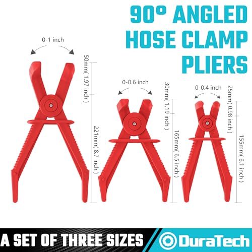 DURATECH 3-Piece Hose Pinch Clamp Pliers, 90 Angled Hose Pinch Off Pliers | Line Clamp Pliers Set for Fuel, Brake and Radiator Hoses - size: 3-Piece, style: 90 Angled