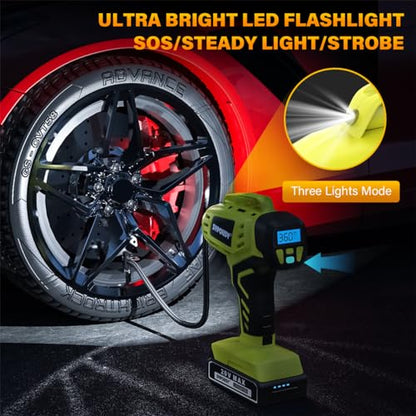 Tire Inflator Portable Air Compressor,Digital Cordless Tire Inflator,2X Faster Car Tire Pump with 20V Rechargeable Battery,Dual Power Supply Modes,Air Pump for Car Tires,E-Bike etc.